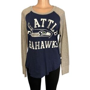 Touch Navy Seattle Seahawks Waffle Raglan Lightweight Long Sleeve T-Shirt